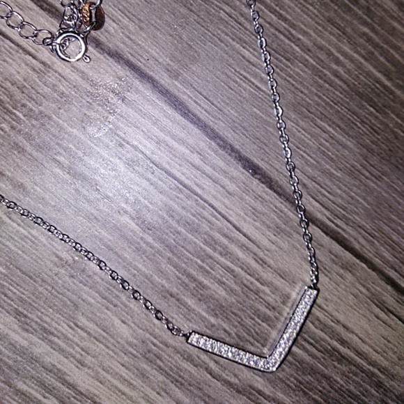 Sparkling Chevron Sterling Silver cz necklace - Picture 2 of 5